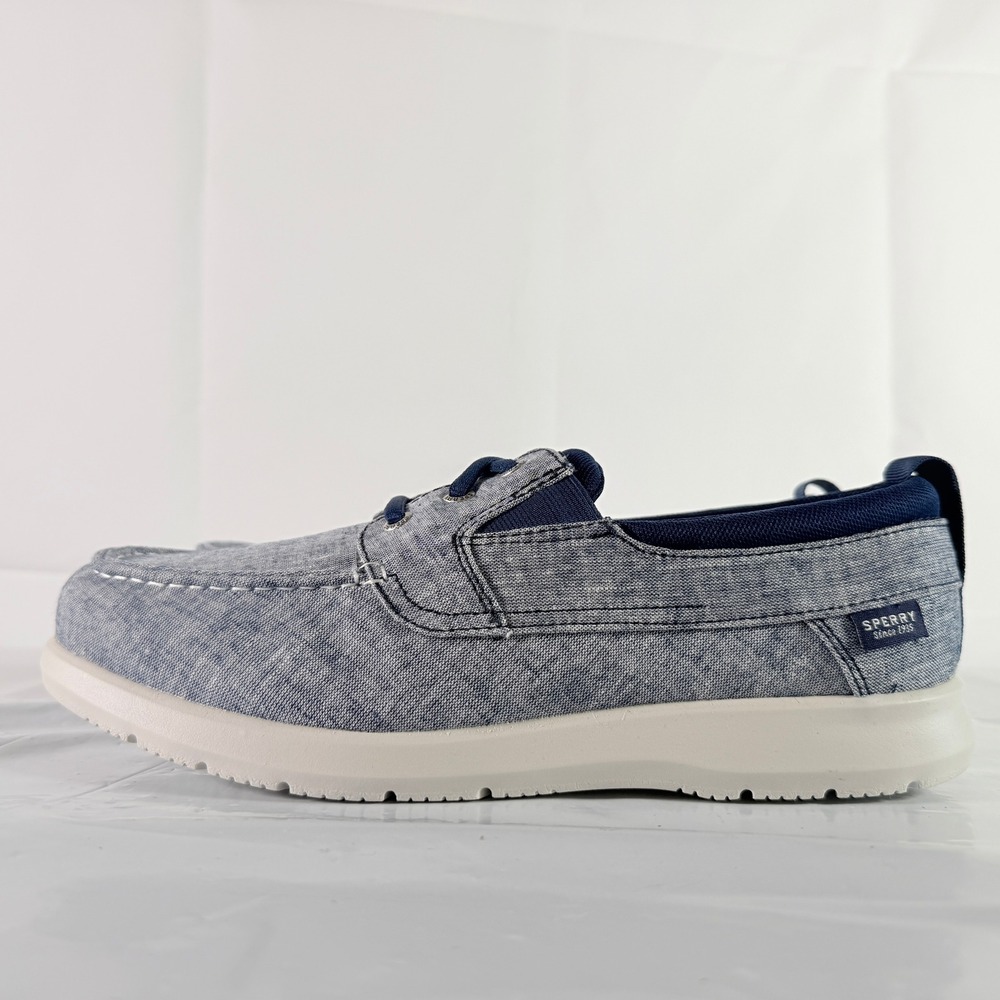 Sperry Bowrider Plushstep 3-Eye Mens Boat Shoe Chambray Navy Size 9.5 W STS24438